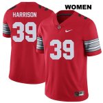 Women's NCAA Ohio State Buckeyes Malik Harrison #39 College Stitched 2018 Spring Game Authentic Nike Red Football Jersey KH20X37GE